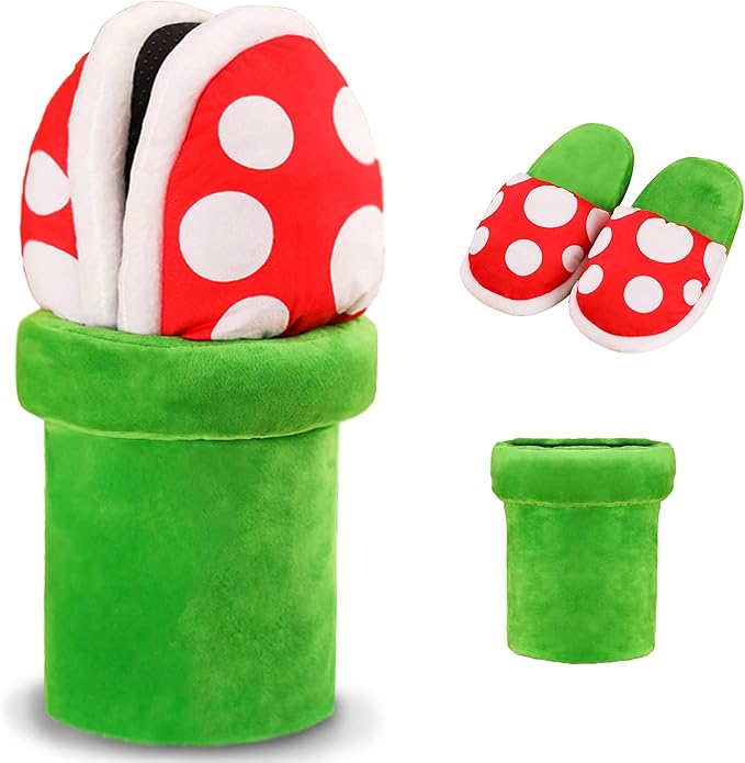 Lopbraa Piranha Plants Plush Funny Slippers